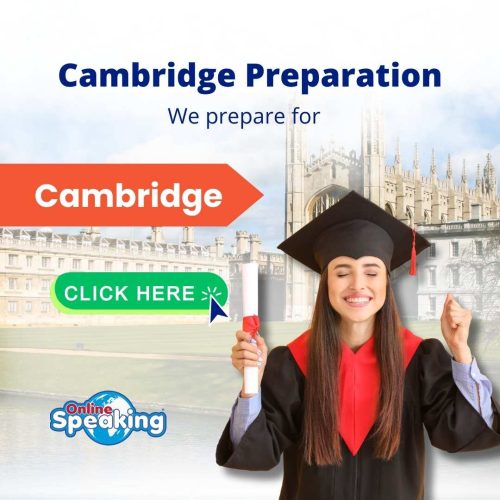 Chica aprobando el examen de Cambridge B2 first junto a un botón de WhatsApp para contactar.