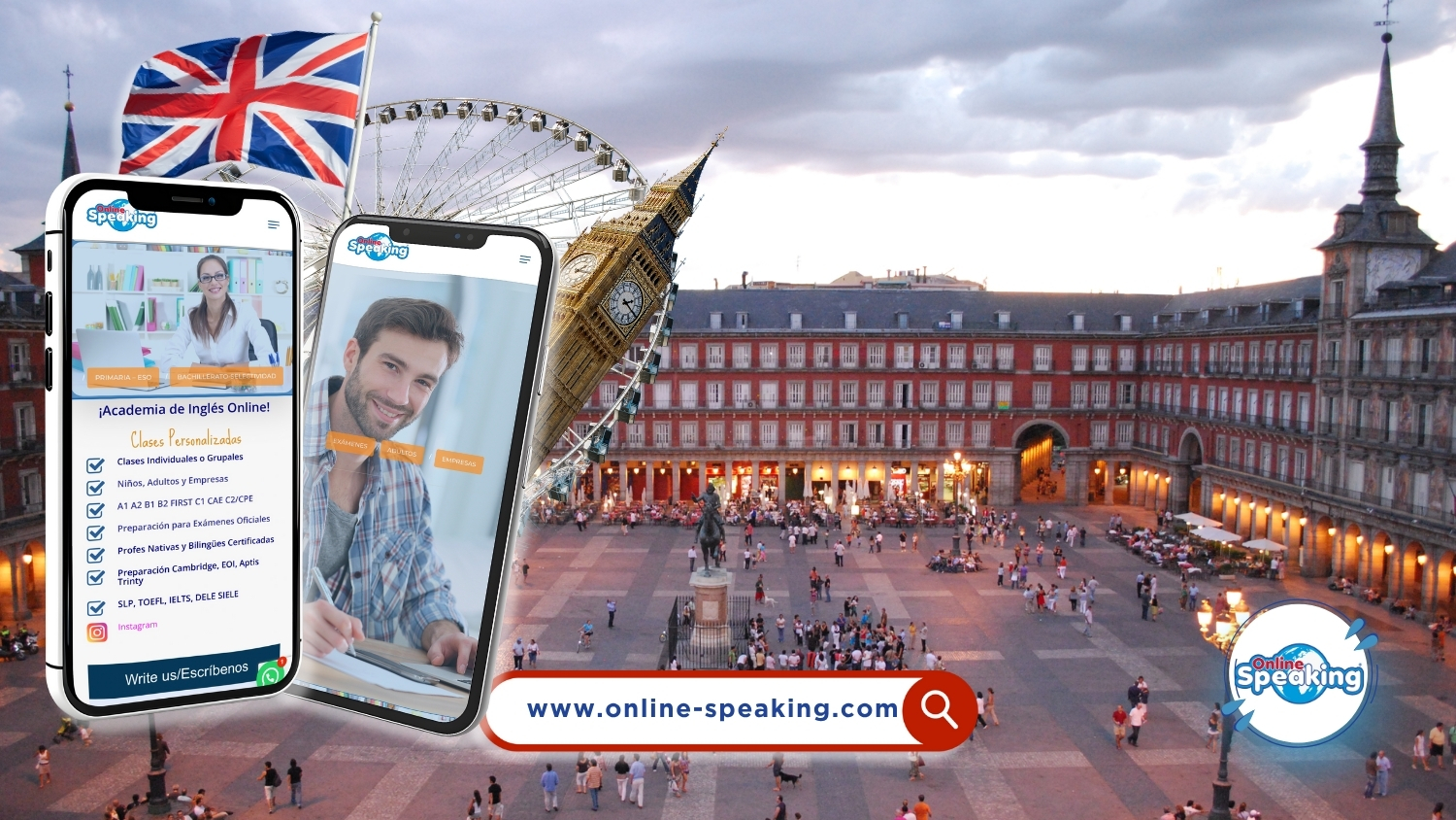 Imagen de Madrid con los datos de online speaking para contactarte