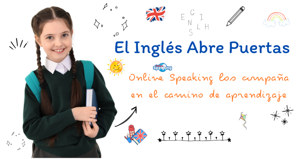 niña estudiando ingles en onine-speaking esta feliz